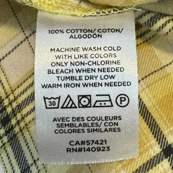 Loft Women’s Small Yellow Plaid Flannel Tunic Shirt Button Front - Picture 7 of 7